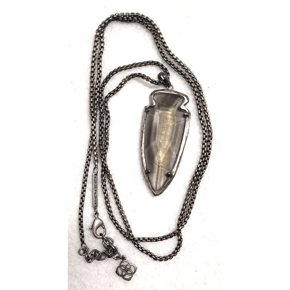 Kendra Scott 2016 Kimmy Arrowhead Pendant Necklace Agate Silver Tone Chain